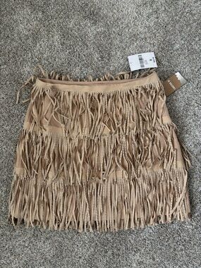 Forever 21 Tan Fringe Mini Skirt